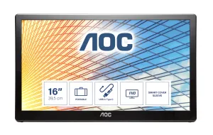 Aoc E1659fwu 15.6" 16:9 Black Wled 1366X768, Tn 170/160 (Cr10), 500:1, 5Ms, Usb X1, Tilt, Usb, The Perfect Usb Powered P