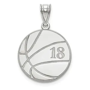 Basketball with Number and Engraved Name Pendant - Sterling Silver or Solid Gold