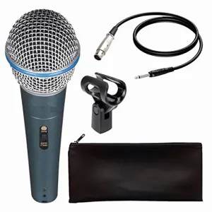 Beta 58A Singing Mic Studio Voice Recording Vocal Microphone Karaoke Mic with 3.5mm Connector XLR to 1/4 Inch Cable