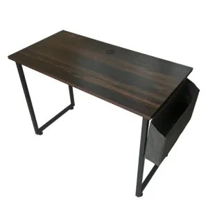 Classy Heavy Duty Computer Desk, 100 x 50cm Modern Style Study Desk with Side Storage Bag for Home, Office (Brown)